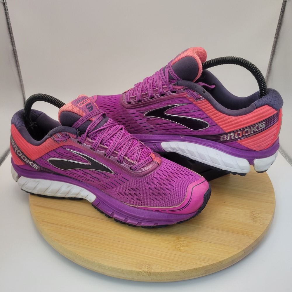 Brooks Ghost 9 Womens Running Shoes Pink Purple Athletic Sneakers Size 9 - Picture 3 of 7